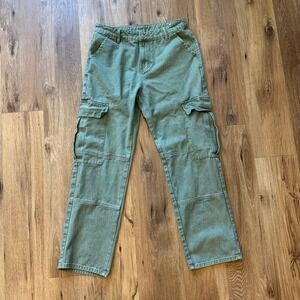 Manfinity Mens Olive Green Cargo Pants Straight Leg Utility‎ Trousers Size M